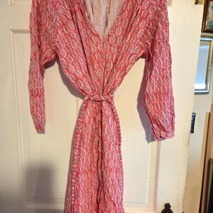 Emerson Fry Pink and Cream Patterned Dress Made In India
